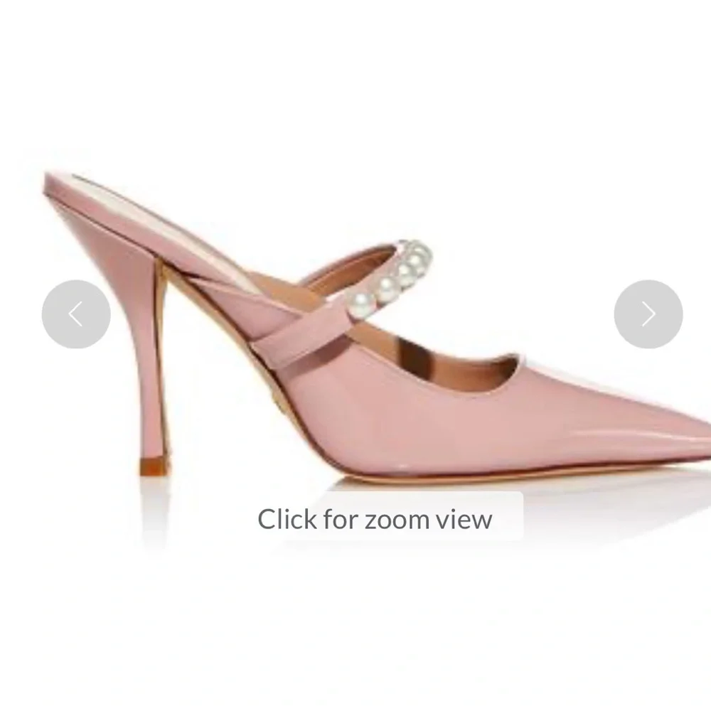 Stuart Weitzman Goldie Womens Patent Leather Slip On Pumps with pearls. - Picture 3 of 8
